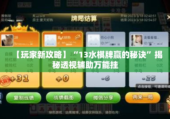 【玩家新攻略】“13水棋牌赢的秘诀”揭秘透视辅助万能挂